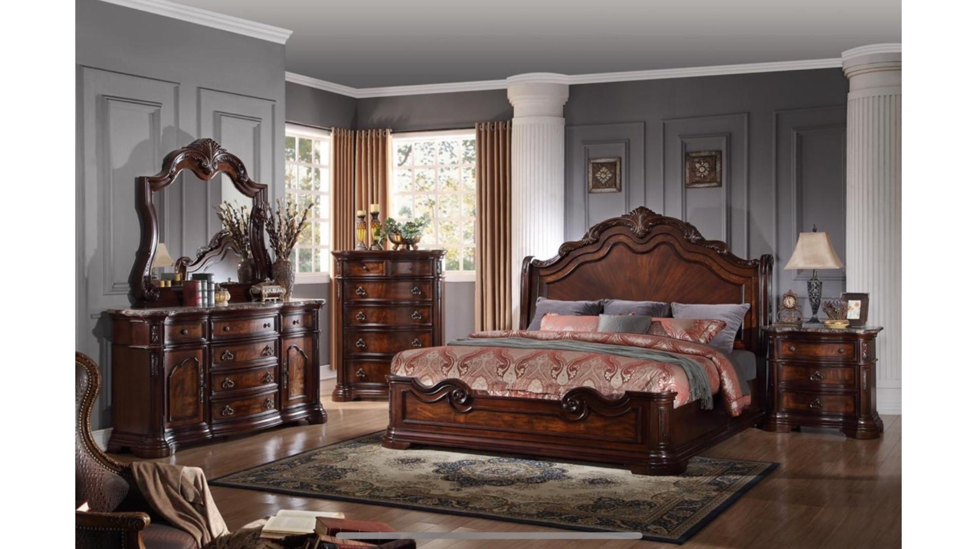 Bombay Wooden Bed With Sleigh Headboard Walnut 1101