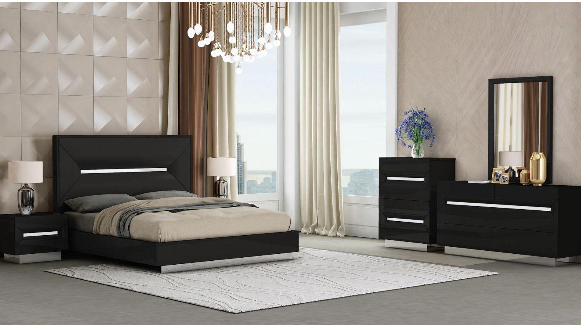 Cypress Black Lacquer Chest With Chrome Finish 1071