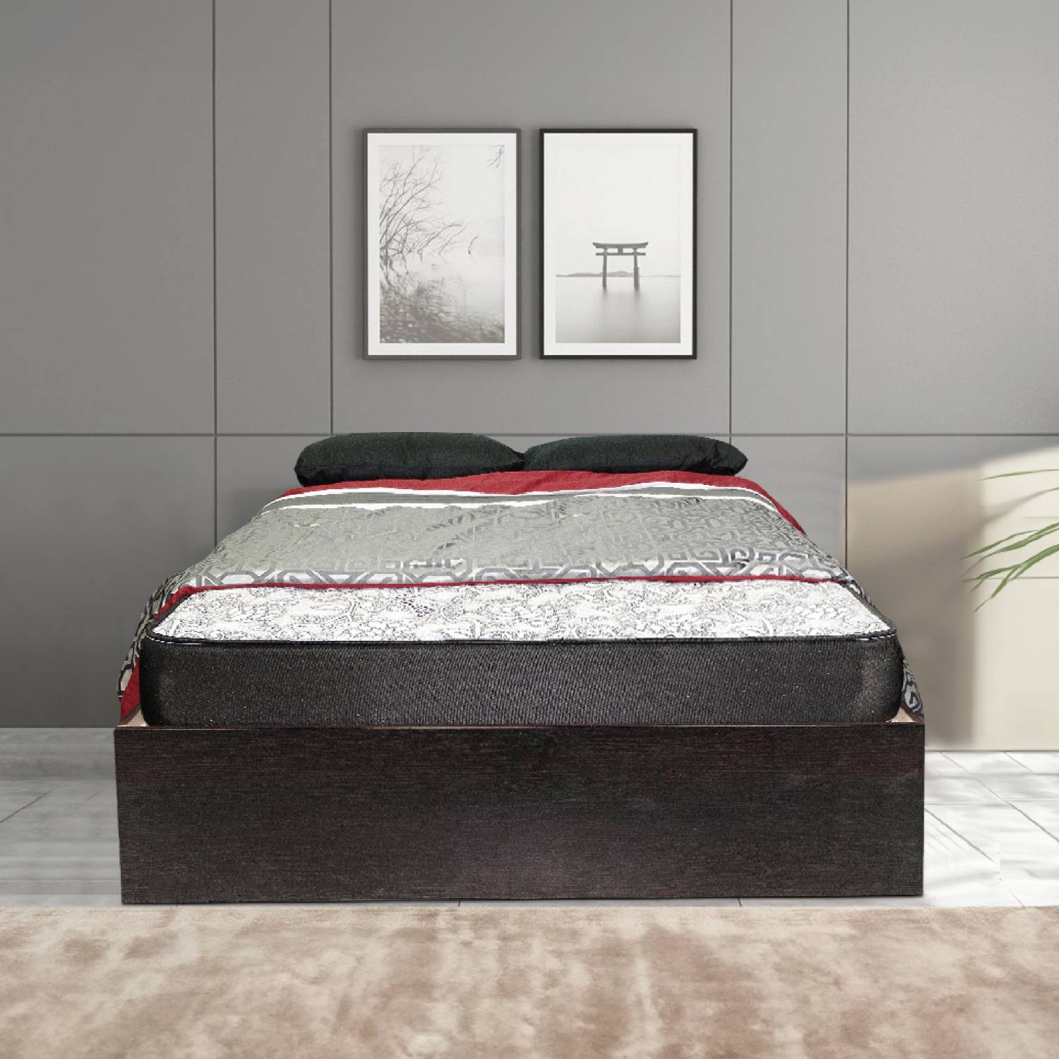 Canadian Made Platform Bed With Bookcase Headboard 1101