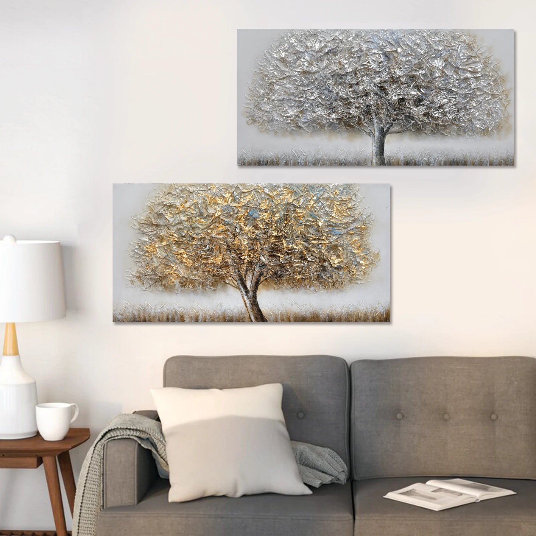 S/2 Trees Oil Painting 20x40 EL 12-424