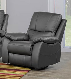 Charcoal Genuine Leather Recliner Sofa Set T 1415