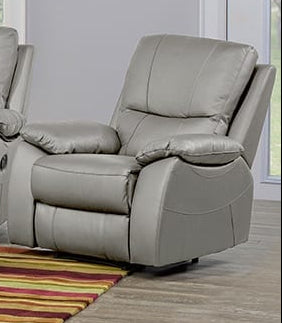 Grey Genuine Leather Recliner Sofa Set T 1415