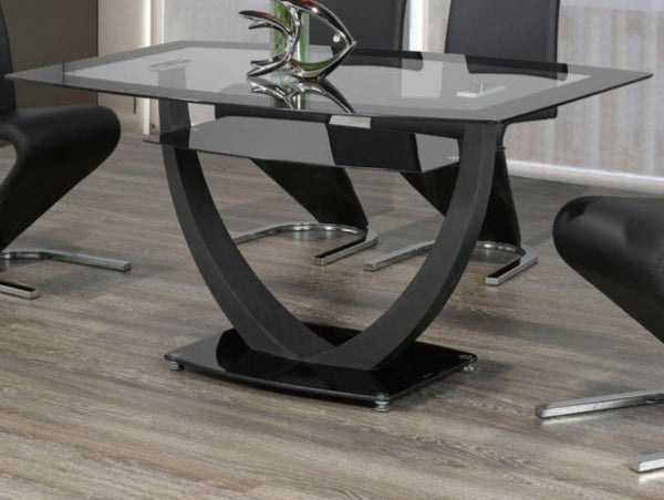 Black Tempered Glass Dining Table  IF5067