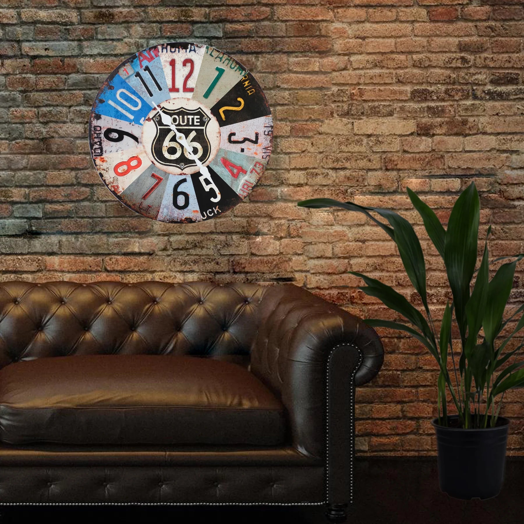 ROUND WALL CLOCK-ROUTE 66 EL 15-240