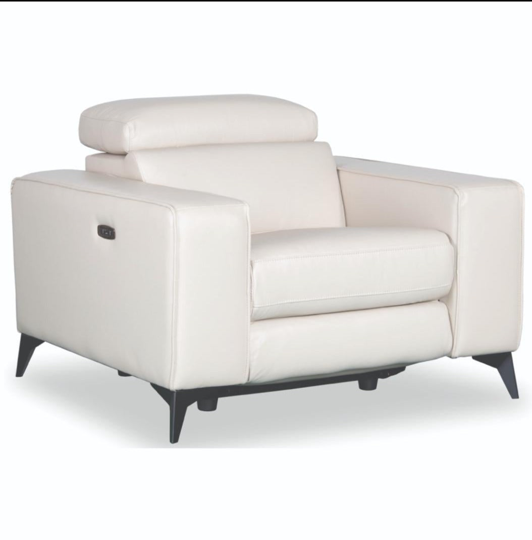 Amiyah Dual Power Genuine Leather Recliner Chair Beige 1865