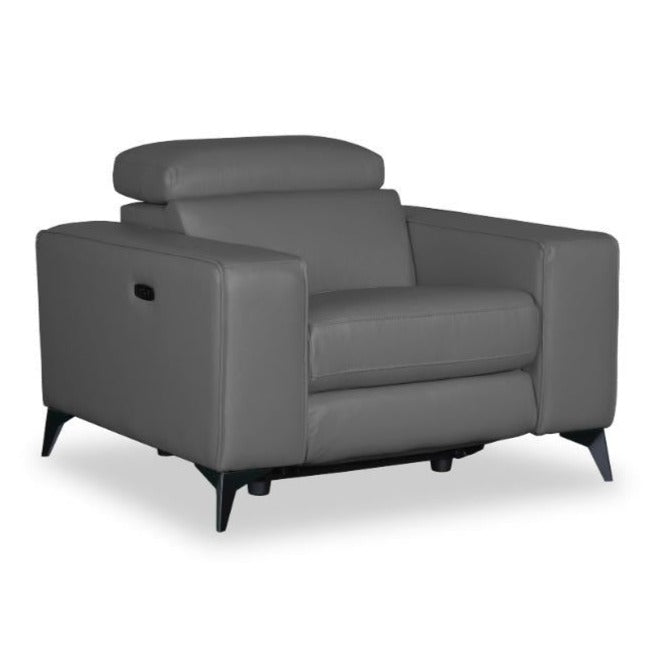 Amiyah Dual Power Genuine Leather Recliner Chair Dark Grey 1865