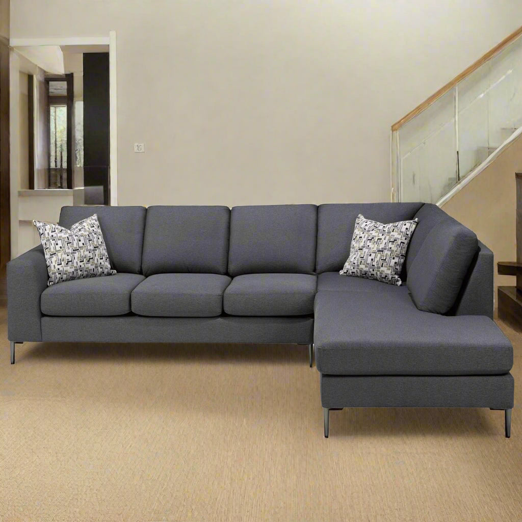 Canadian Made Jargon Charcoal Sectional Sofa 9865