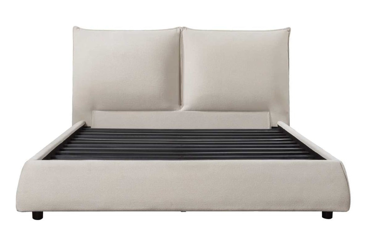 Linna Beige Chenille Upholstered Fabric Bed 1930 6