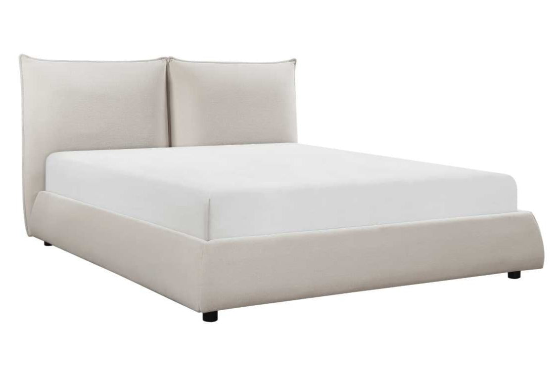 Linna Beige Chenille Upholstered Fabric Bed 1930