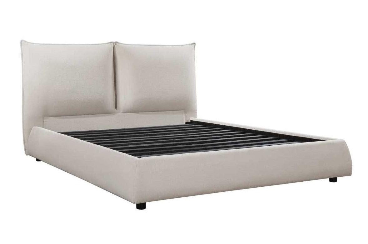 Linna Beige Chenille Upholstered Fabric Bed 1930 7