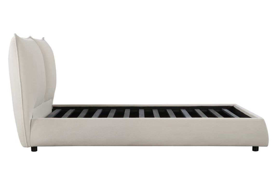 Linna Beige Chenille Upholstered Fabric Bed 1930 9