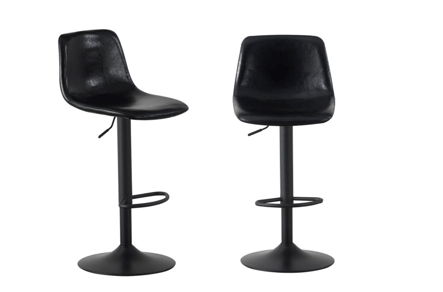 2 Piece Black Faux leather Fabric Bar Stools 3299