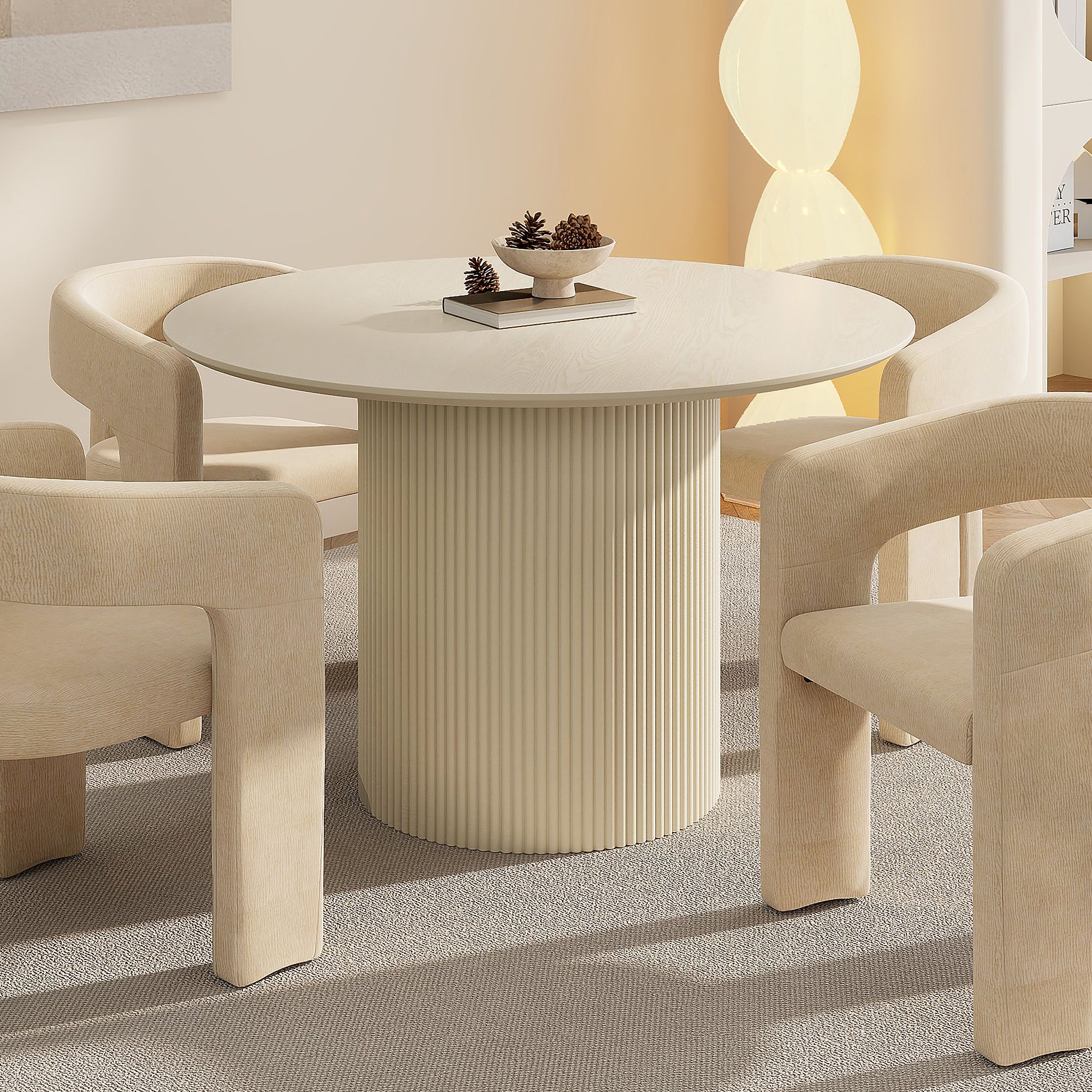 Tovas Wooden Round Dining Table in Ivory 201-782IV