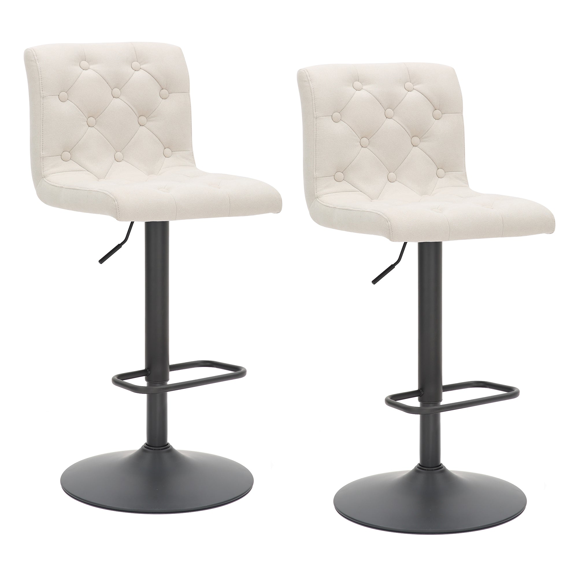 Dex Adjustable Air Lift Stool, Set of 2 in Beige and Black 203-153BG