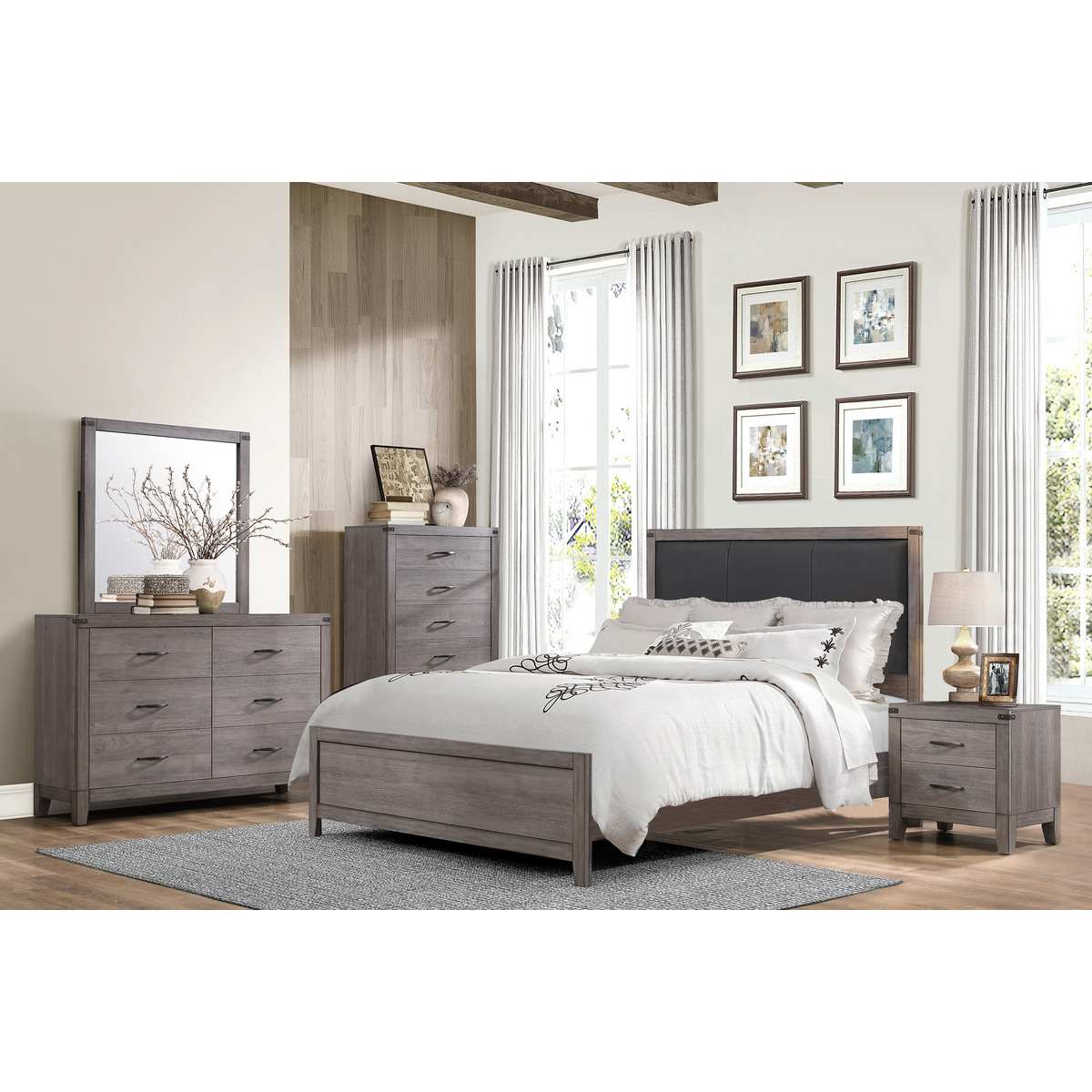 Woodrow Brownish Gray Finish Bedroom Set 2042