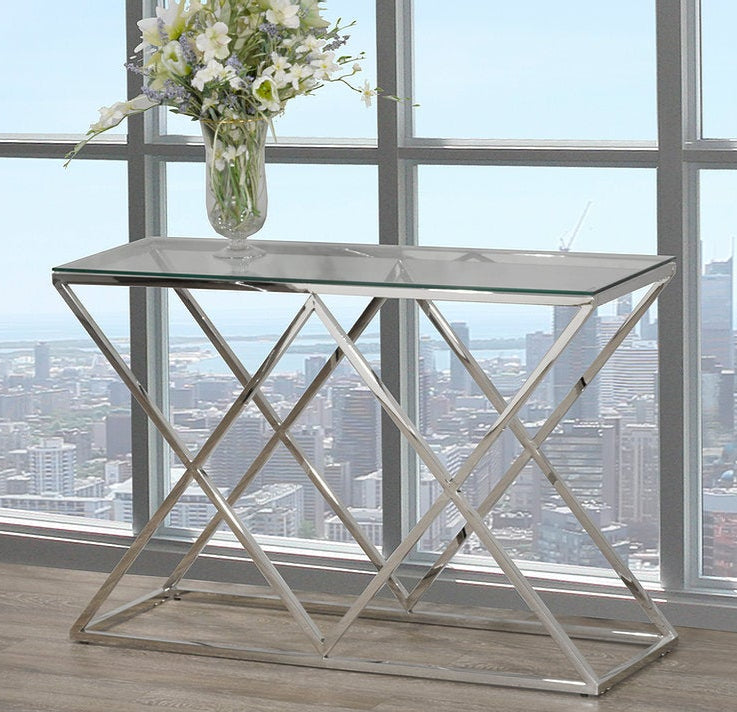 Glass Sofa Table With Stainless Steel Legs IF-2352