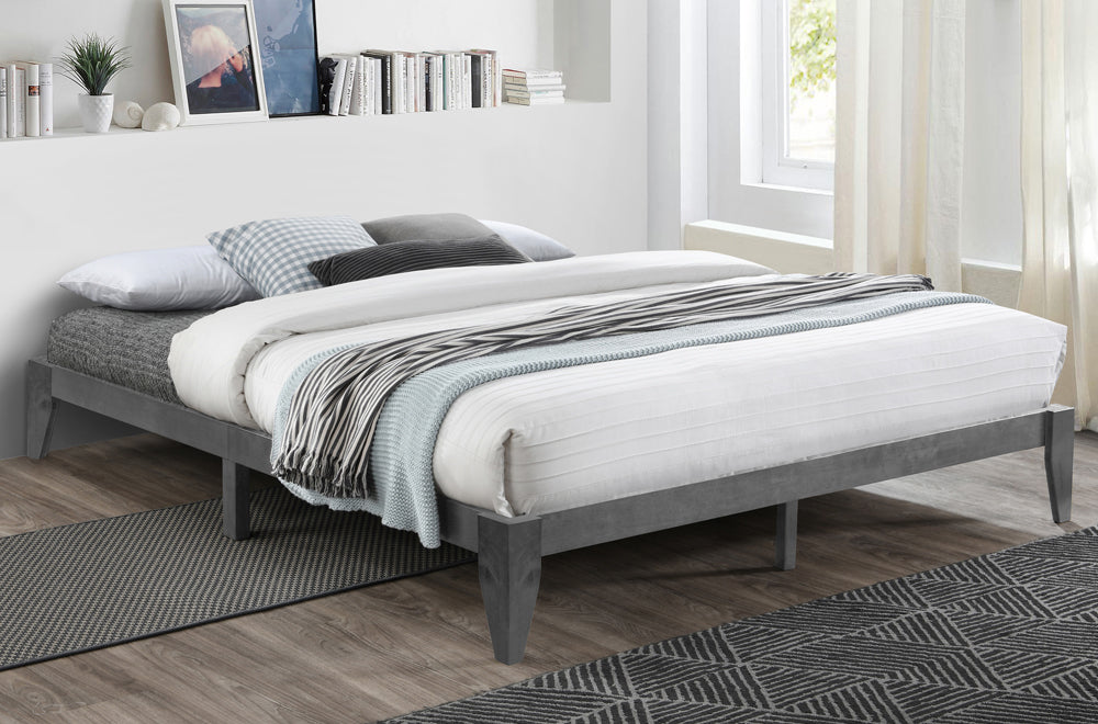 Wooden Platform Bed Grey T2367