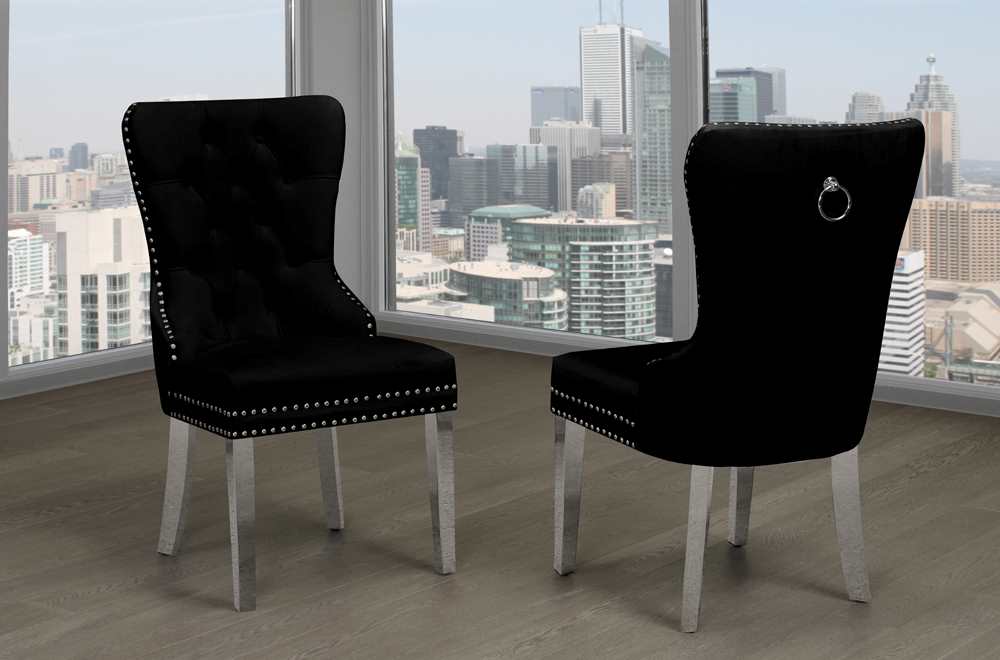 Black Velvet Dining Chair Set Of 2 T 247