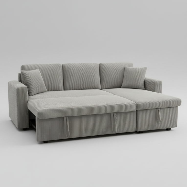 Light gray sectional sofa on a white background