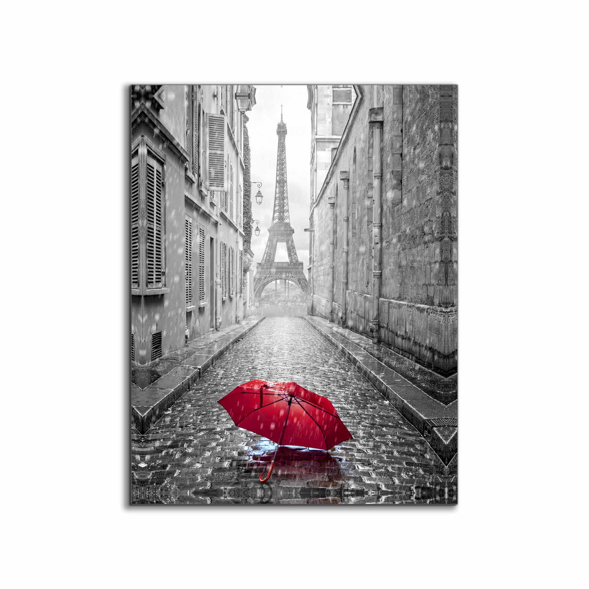 Red Umbrella Eiffel Tower Fine Art Canvas 36" x 48"