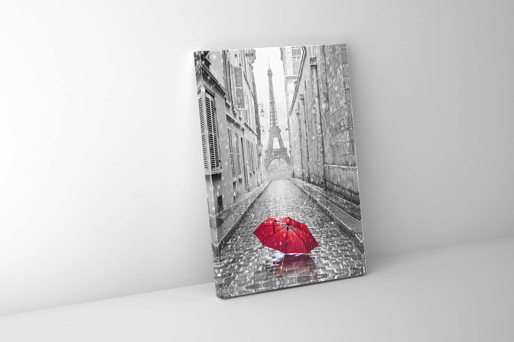 Red Umbrella Eiffel Tower Fine Art Canvas 36" x 48"