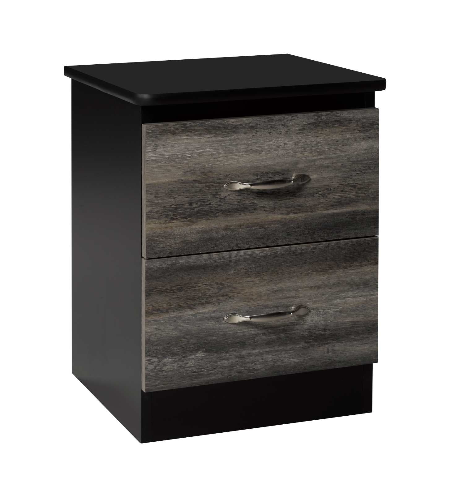 2 Drawer Night Stand 5215 Black & Suede Grey