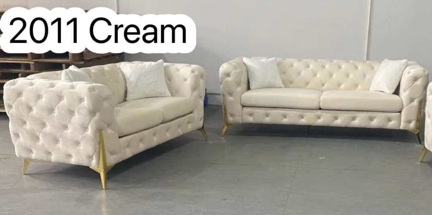 Cream Velvet Sofa set