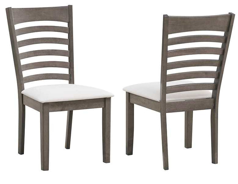 2 Piece Antique Grey Dining Chair in Cream Fabric Seats 1082