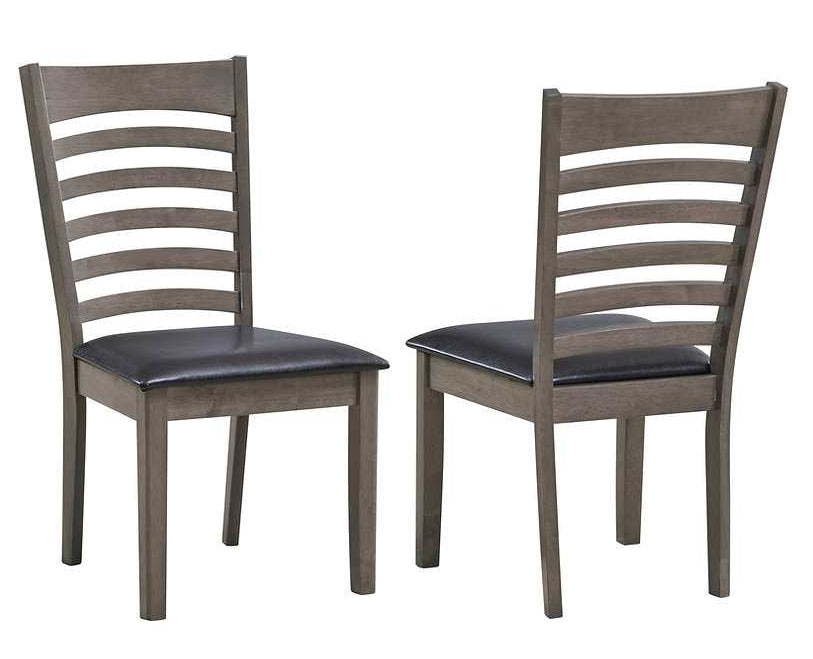 2 Piece Antique Grey Dining Chair in Black PU Seats 1081