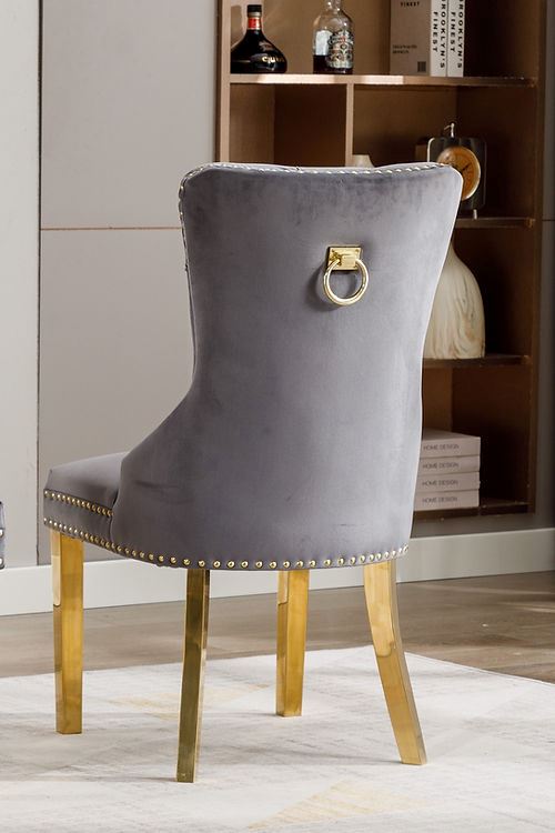 2 Piece Grey Velvet Dining Chair 1450