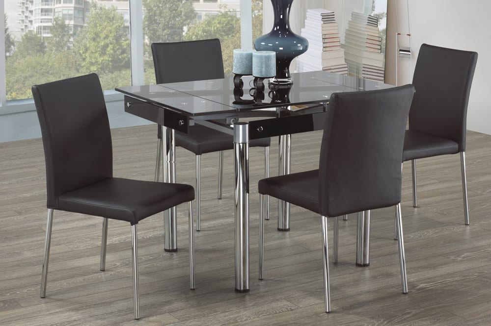 Black Glass Extendable Dining Set T 3401