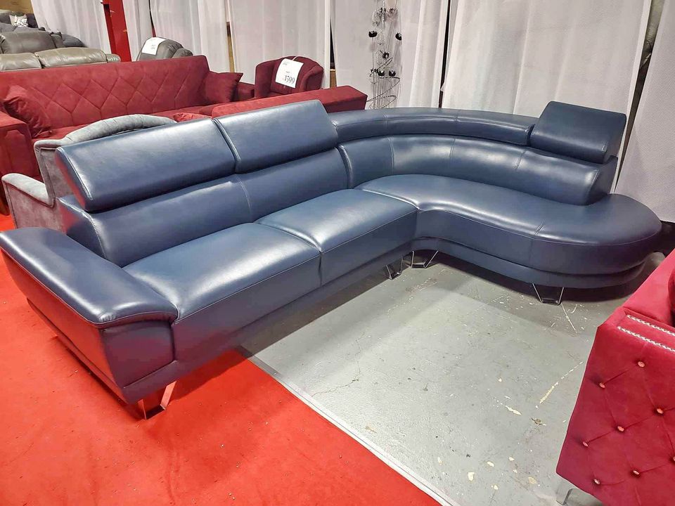 Austin Air Leather Sectional Sofa - Blue