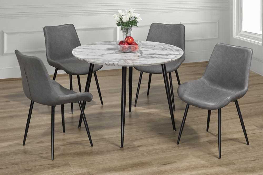 Faux Marble Round Dining Table With 4 Chairs T3485 / T280