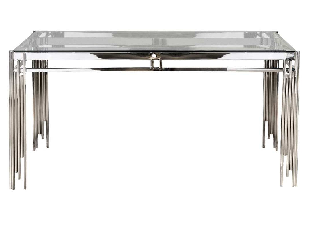 Porfirio Glass Dining Table with Silver Metal Finish 3645-59