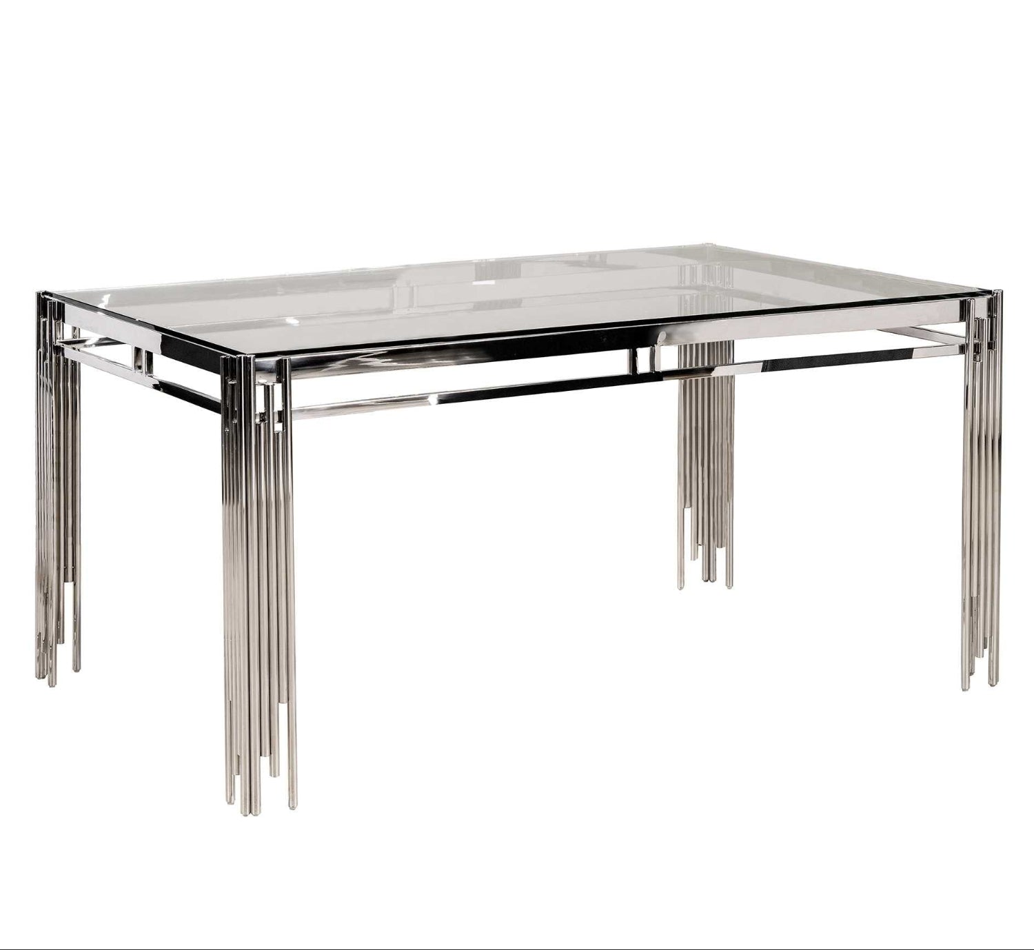 Porfirio Glass Dining Table with Silver Metal Finish 3645-59