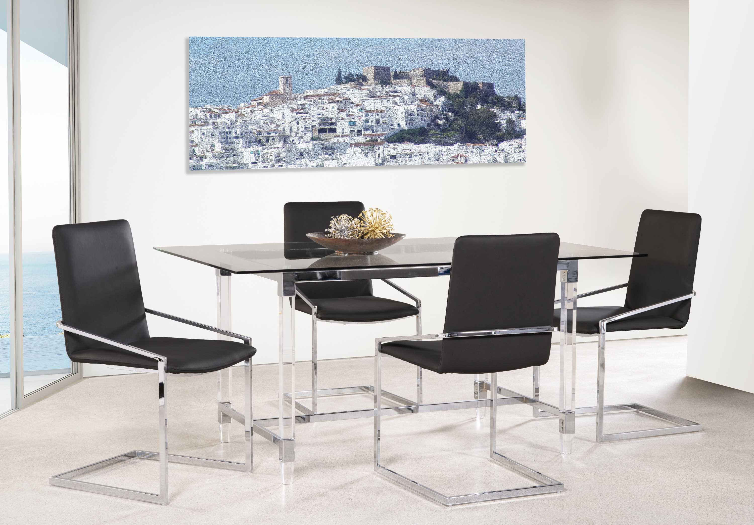 Lyrica Rectangular Tempered Glass Dining Set Black 3656-64