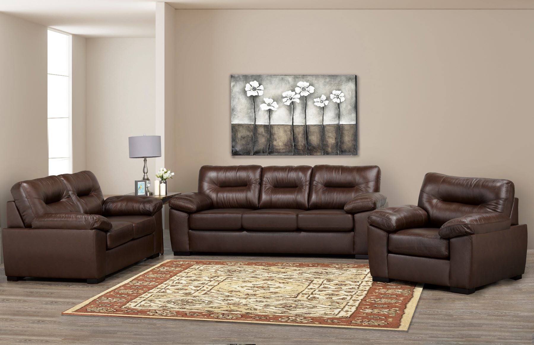 Canadian Made Genuine Top grain Leather Zurick Brown Sofa Collection 4060