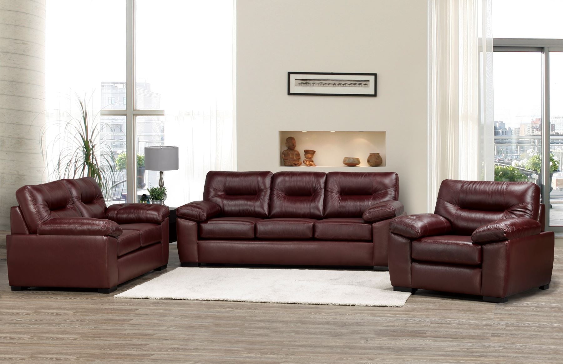 Canadian Made Genuine Top grain Leather Zurick Merlot Sofa Collection 4060