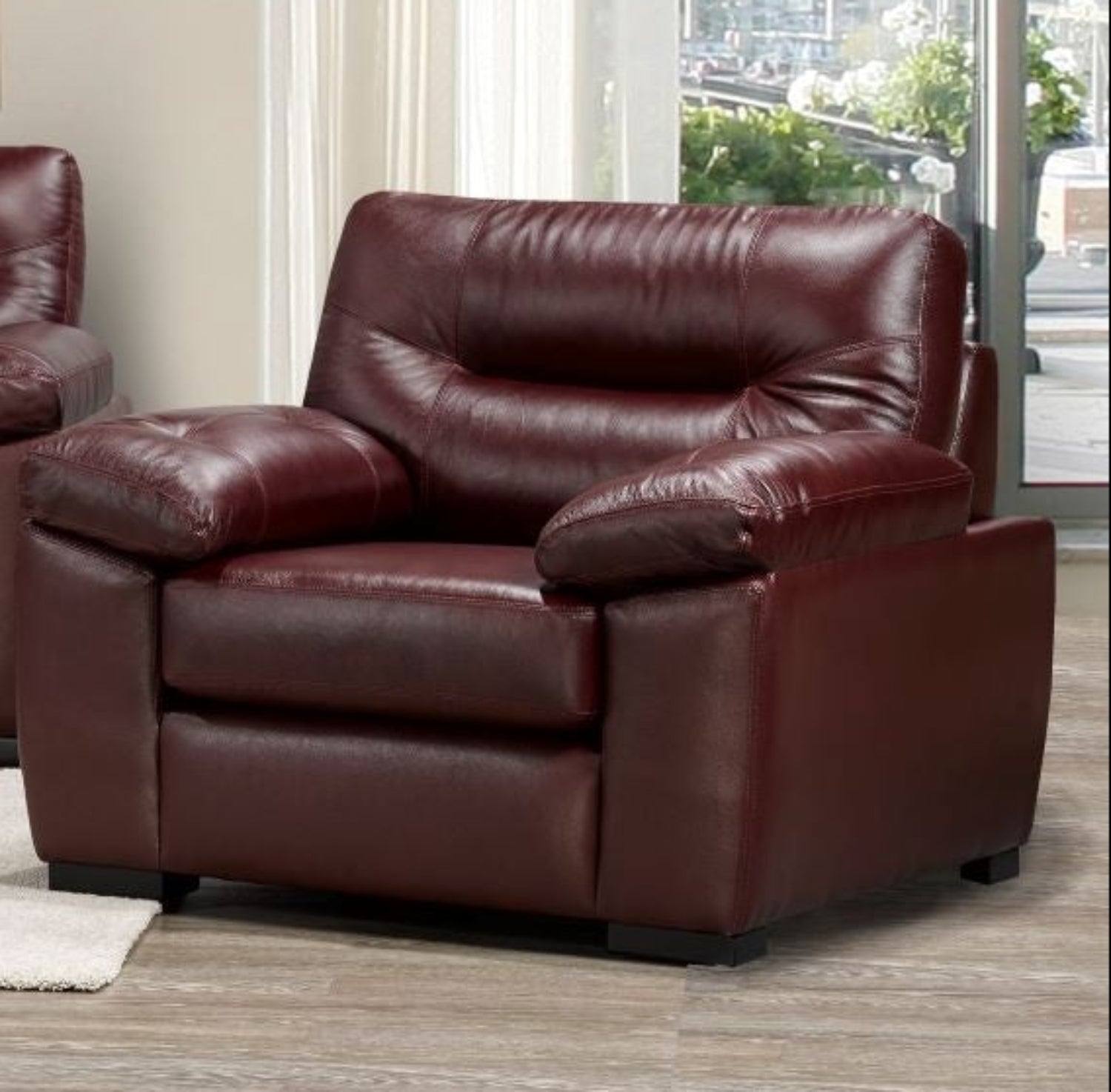 Canadian Made Genuine Top grain Leather Zurick Merlot Chair 4060