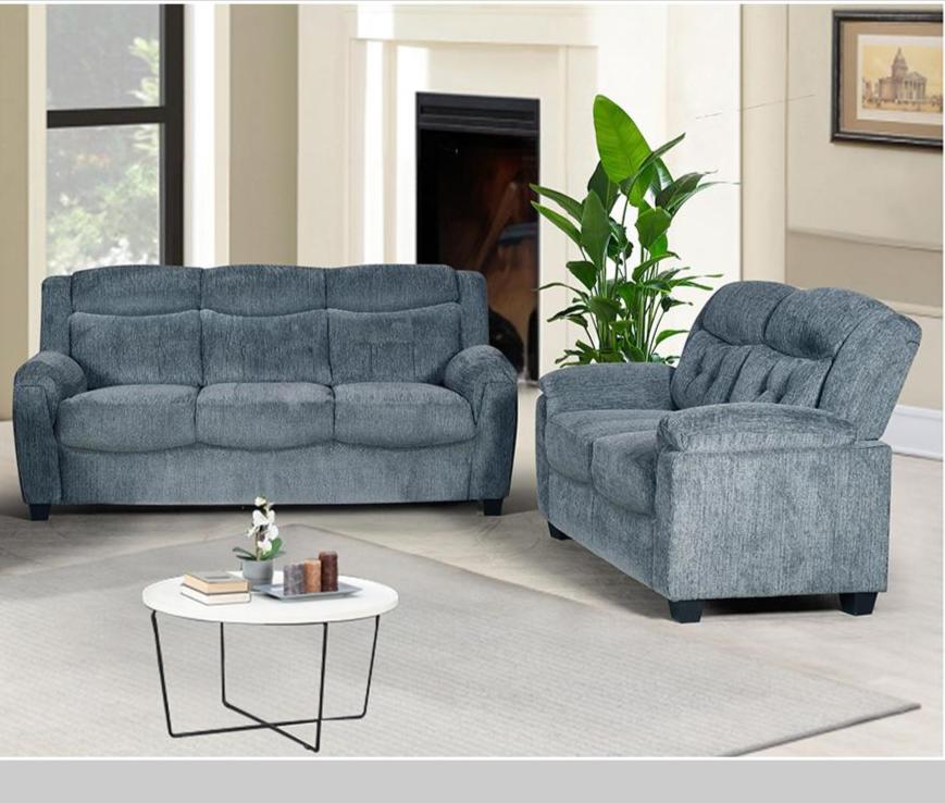 Reese 2PC Fabric Sofa Set KM2225 Dark Grey