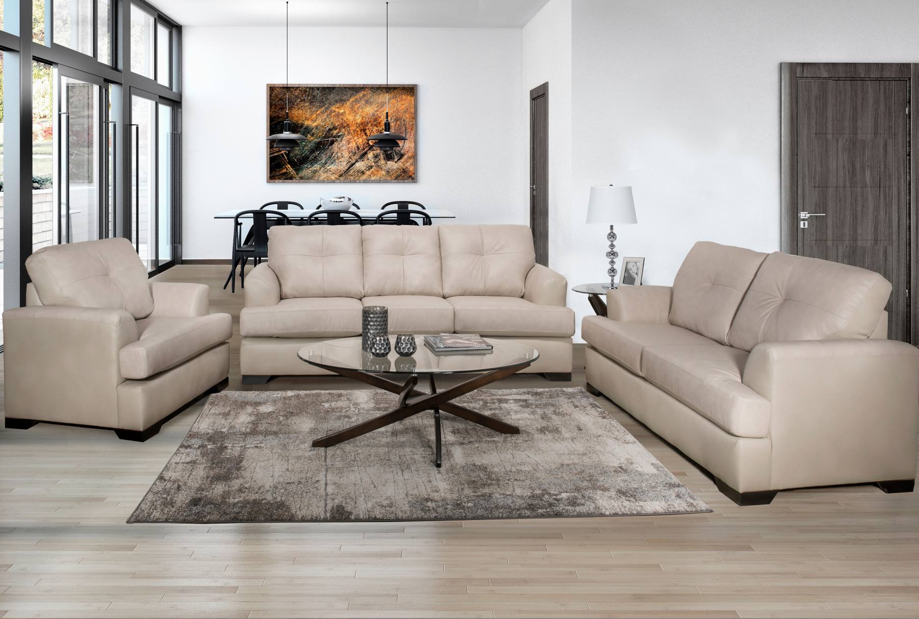 Canadian Made Genuine Leather Chair Zurick Bisque 4145