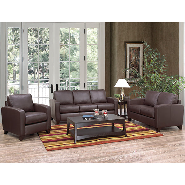 Canadian Made Genuine Leather Zurick Chocolate Sofa Set 4375