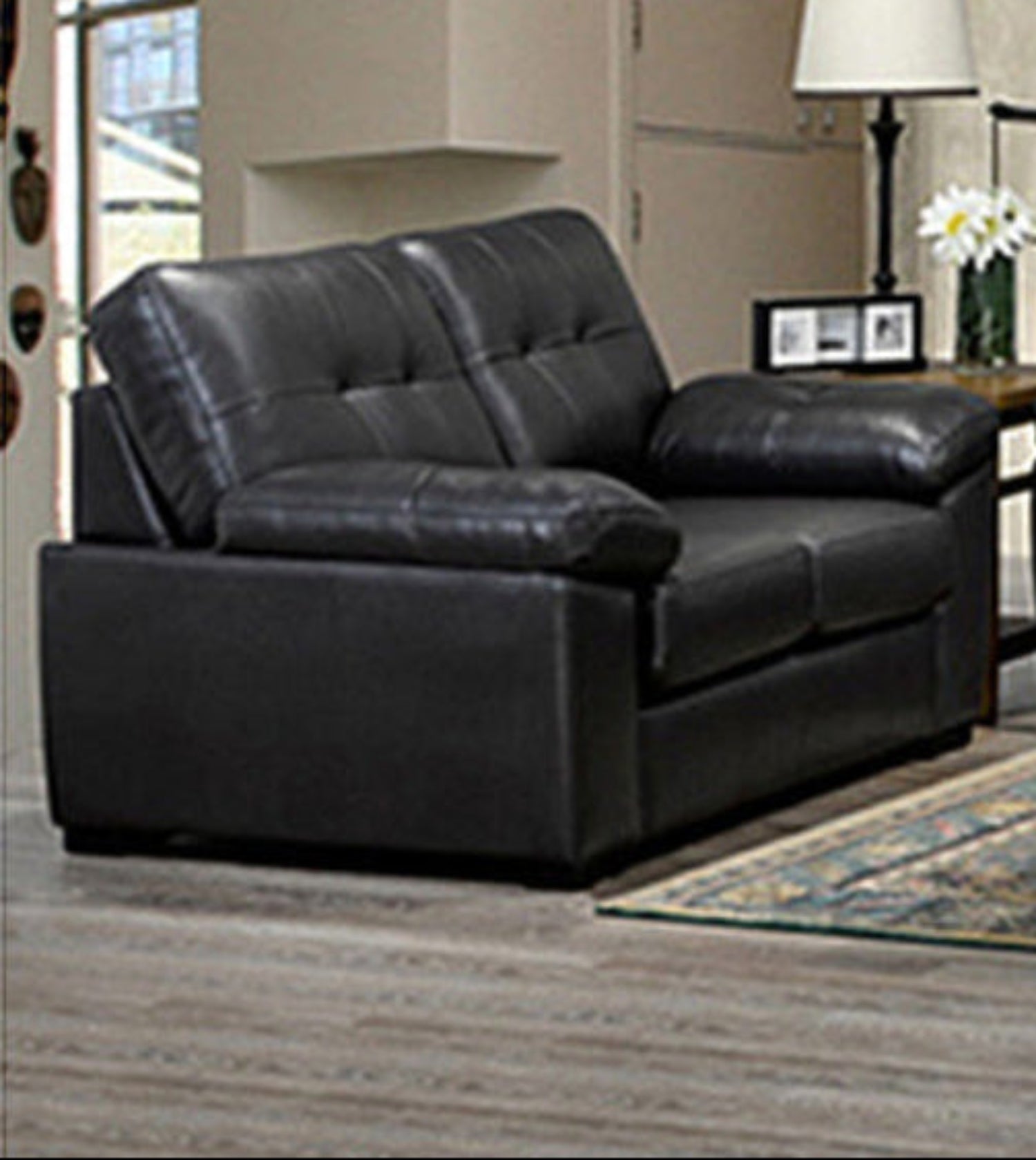 Canadian Made Genuine Leather Zurick Black Loveseat 4392