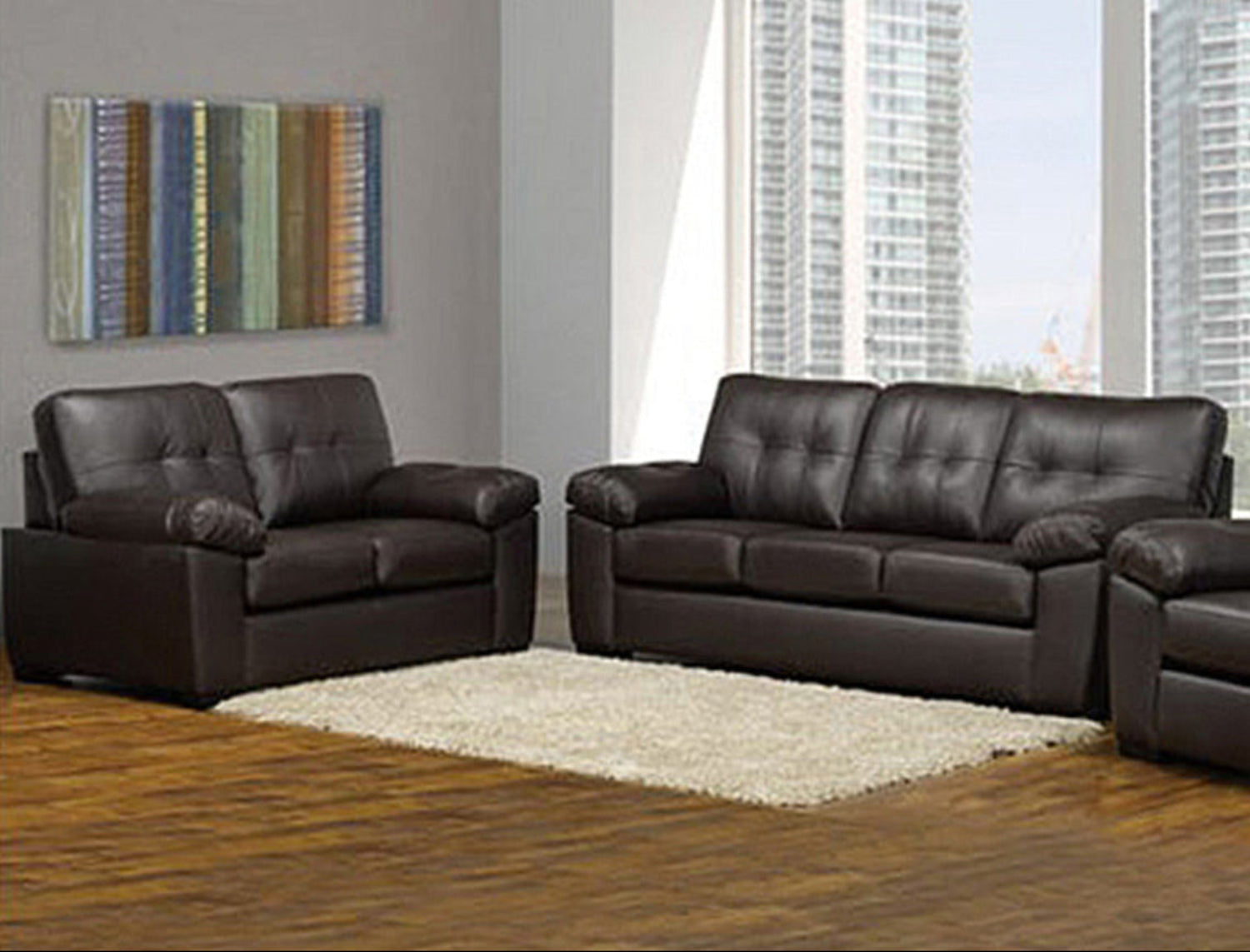 Canadian Made Genuine Leather Zurick Chocolate Sofa Set 4392