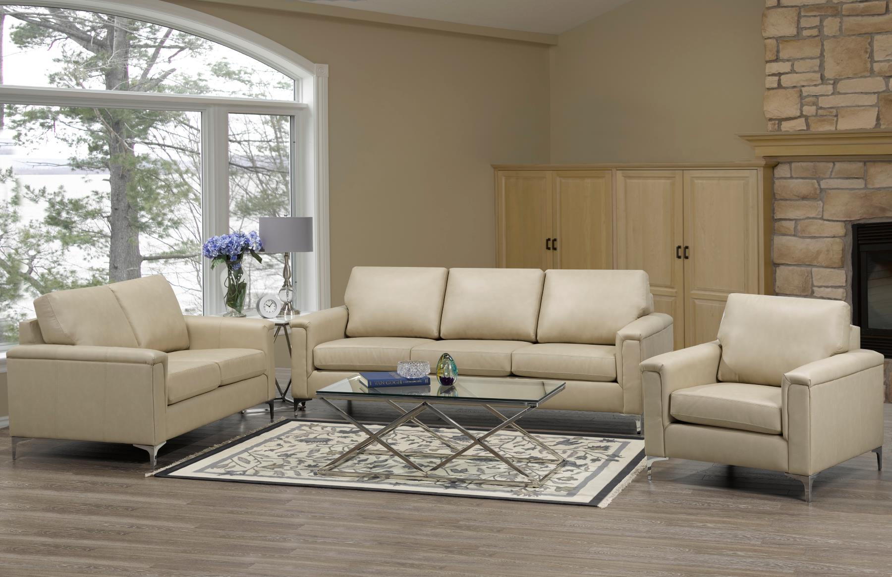 Canadian Made Genuine Top Grain Leather Zurick Ice Sofa Collection 4414