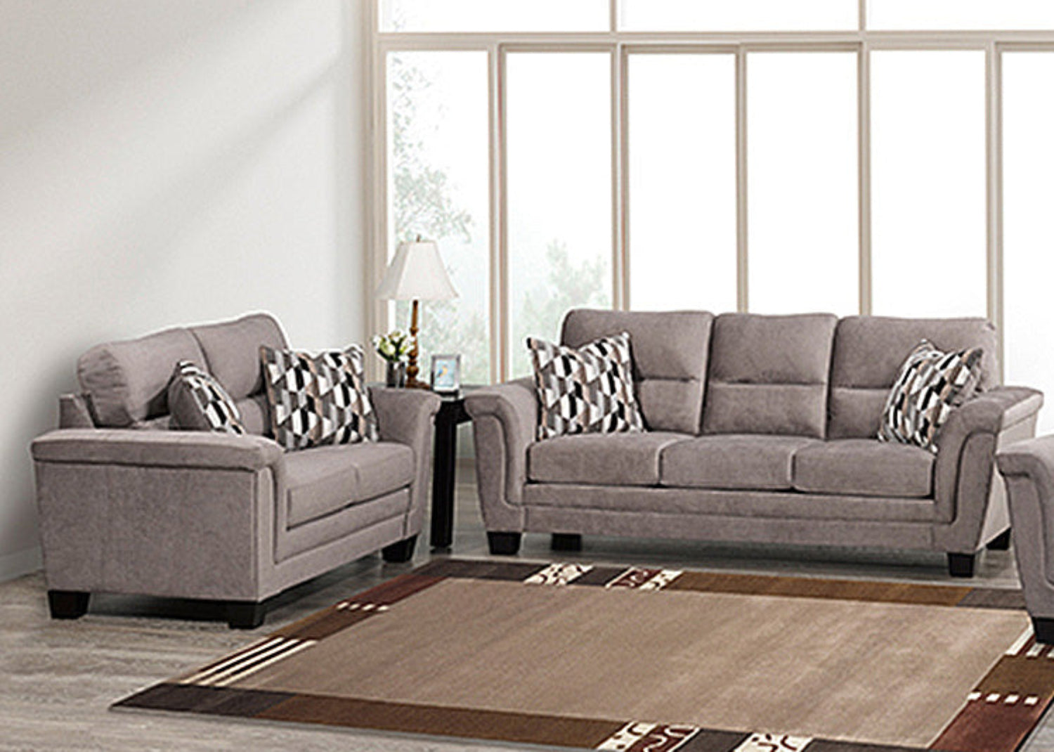 Canadian Made Beehive Oat Fabric Loveseat 4415