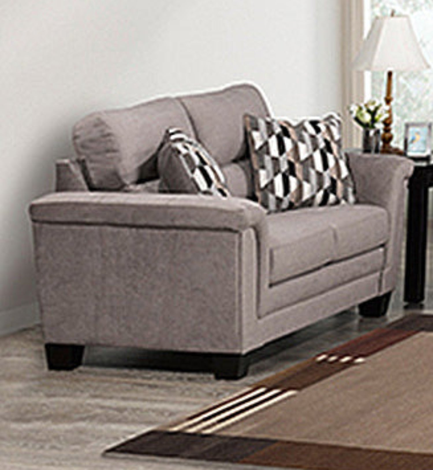 Canadian Made Beehive Oat Fabric Loveseat 4415