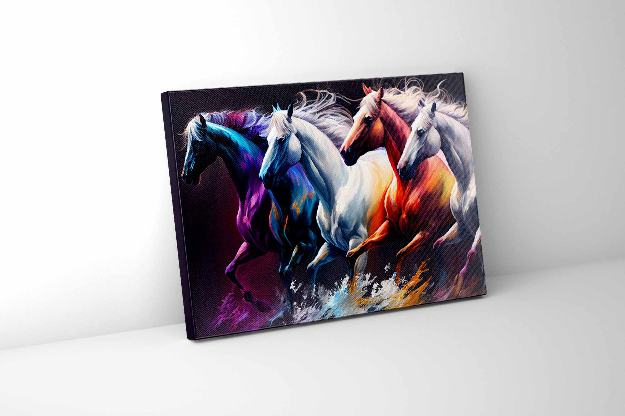 Digitally Painted 4 Horses Canvas Art 48" x 36"
