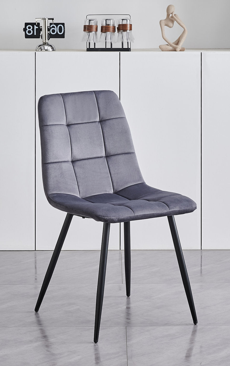 4 PC Grey Velvet Chairs 1592