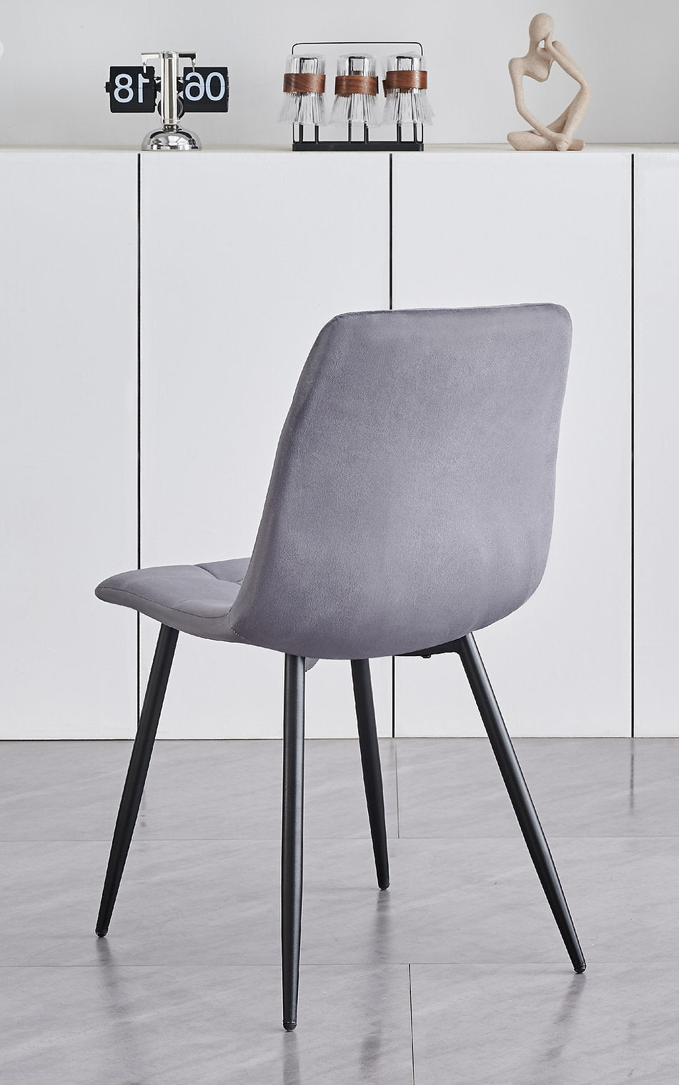 4 PC Grey Velvet Chairs 1592